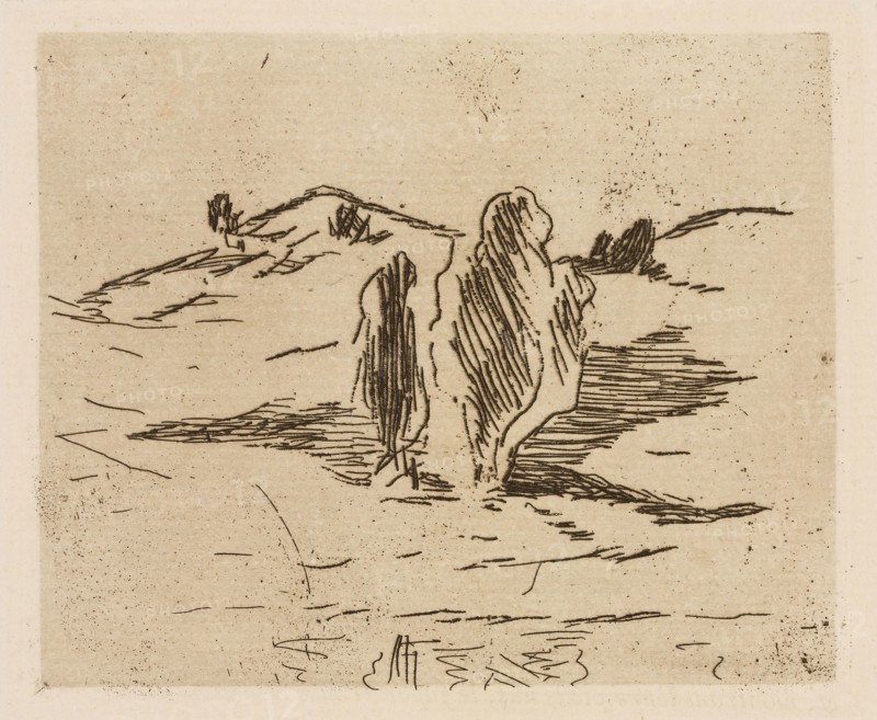 The High Valley, plate 3 from Le Fleuve, 1874, Édouard Manet (French, 1832-1883), written by Charles Cros (French, 1842-1888), printed by Auguste Delâtre (French, 1822-1907) and Cochet (French, 19th century), published by Librairie de l’eau-forte (French, 19th century) and Richard Lesclide (French, 1825-1892), France, Etching, drypoint and aquatint in black on ivory laid paper, 88 × 108 mm (image), 95 × 116 mm (plate), 279 × 239 mm (sheet)