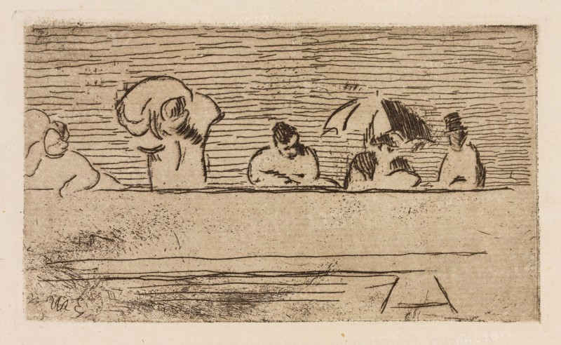 The Parapet of the Bridge, plate 5 from Le Fleuve, 1874, Édouard Manet (French, 1832-1883), written by Charles Cros (French, 1842-1888), printed by Auguste Delâtre (French, 1822-1907) and Cochet (French, 19th century), published by Librairie de l’eau-forte (French, 19th century) and Richard Lesclide (French, 1825-1892), France, Etching, drypoint and aquatint in black on ivory laid paper, 70 × 123 mm (image), 74 × 127 mm (plate), 279 × 240 mm (sheet)