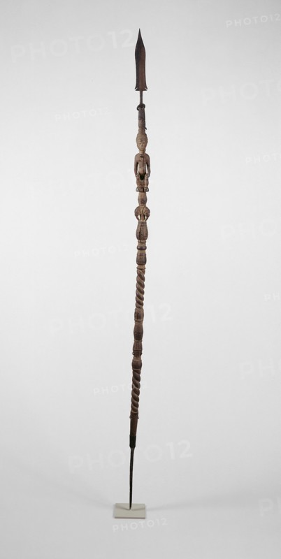 Figural Staff, Probably late 19th century, Baule, Côte d’Ivoire, Coastal West Africa, Côte d'Ivoire, Wood and iron, H. 160 cm (63 in.)