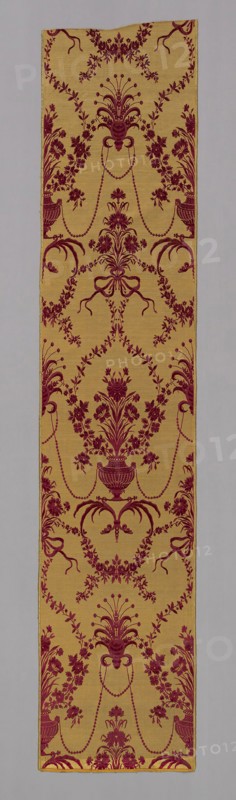 Panel (Formerly Used as a Wallcovering), 1775/85, Italy, Genoa, Italy, Silk and gilt-metal-strip, twill weave with supplementary patterning wefts and supplementary pile warps forming cut and uncut, voided velvet, 303.4 x 63.4 cm (119 1/2 x 25 in.)