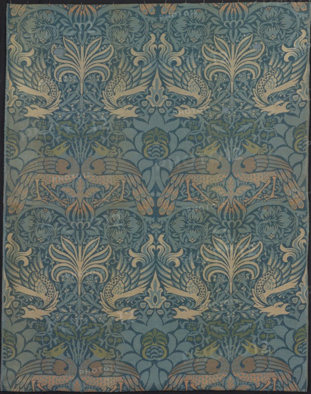 Peacock and Dragon, 1878 (produced 1878/1940), Designed by William Morris (English, 1834–1896), Produced by Morris & Company, 1875–1940, Woven at Queen Square or Merton Abbey Works, England, London or Surrey, Wimbledon, England, Wool, three-colored complementary weft, weft-float faced 3:1 twill weave, lined with linen, plain weave, two panels pieced, 217.5 × 171.7 cm (85 5/8 × 67 5/8 in.)