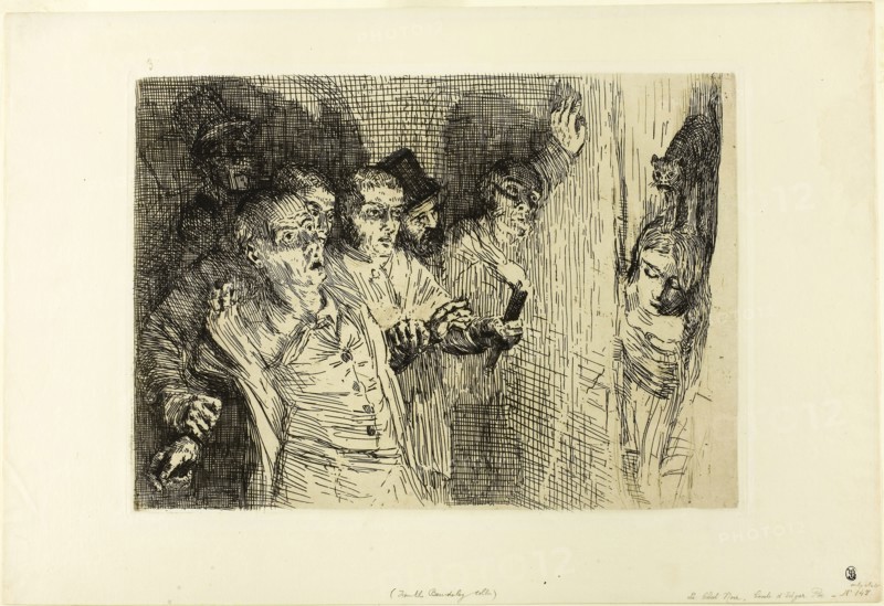 The Black Cat, 1862, Alphonse Legros, French, 1837-1911, France, Etching and plate tone on ivory laid paper, 274 × 371 mm (plate), 359 × 526 mm (sheet)