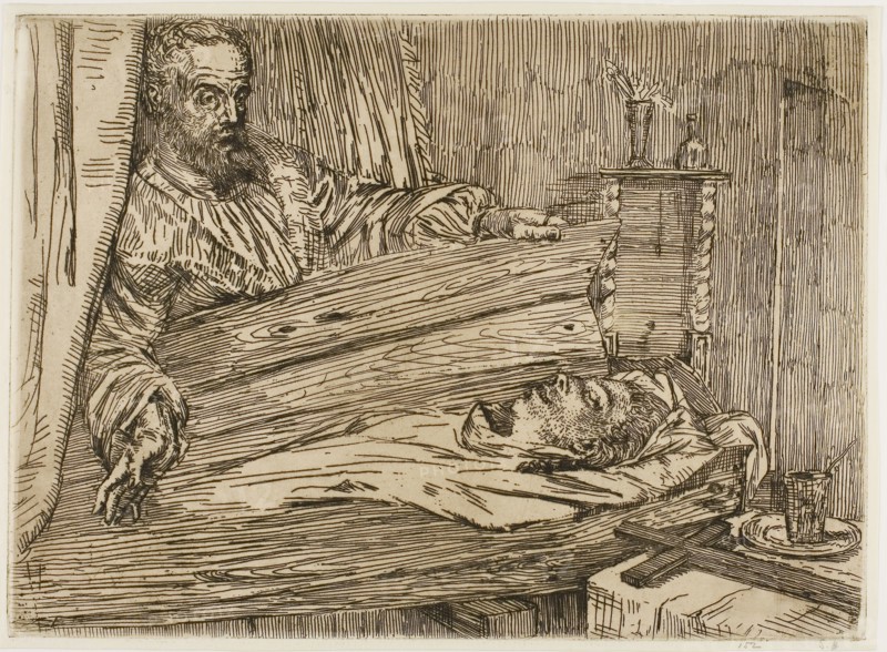 Berenice, 1861, Alphonse Legros, French, 1837-1911, France, Etching on ivory laid paper, 273 × 376 mm (plate), 282 × 384 mm (sheet)