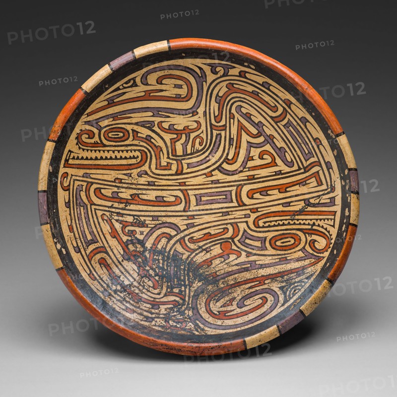 Pedestal Bowl Depicting Bicephalic Footed Serpent with Headcrest, A.D. 700/1100, Coclé, Possibly Los Santos province, Panama, Los Santos, Provincia de, Ceramic and pigment, 15.2 × 29.2 cm (6 × 11 1/2 in)