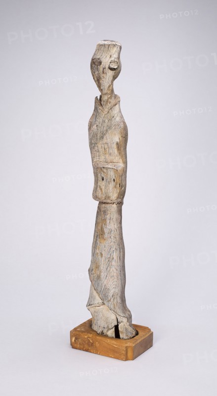 Standing Attendant (Tomb Figurine), Eastern Zhou dynasty, Warring States period (480–221 B.C.), 4th/3rd century B.C., China, Wood with traces of polychrome pigments, 49.1 × 10.3 × 6.1 cm (19 5/16 × 4 1/16 × 2 3/8 in.)