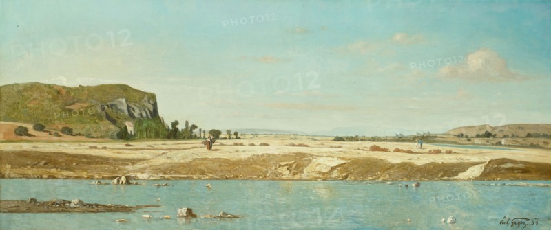 The Banks of the River Durance at Saint Paul, 1864, Paul Camille Guigou, French, 1834-1871, France, Oil on canvas, 24 1/2 × 58 1/4 in. (62 × 148 cm)