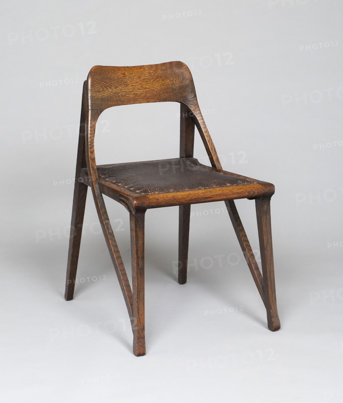 Side Chair, 1898/99, Designed by Richard Riemerschmid, German, 1868-1957, Made by Vereinigte Werkstätten für Kunst und Handwerk, Munich, Munich, Bog oak and leather, 80.7 × 55.3 cm (31 3/4 × 21 3/4 in.)