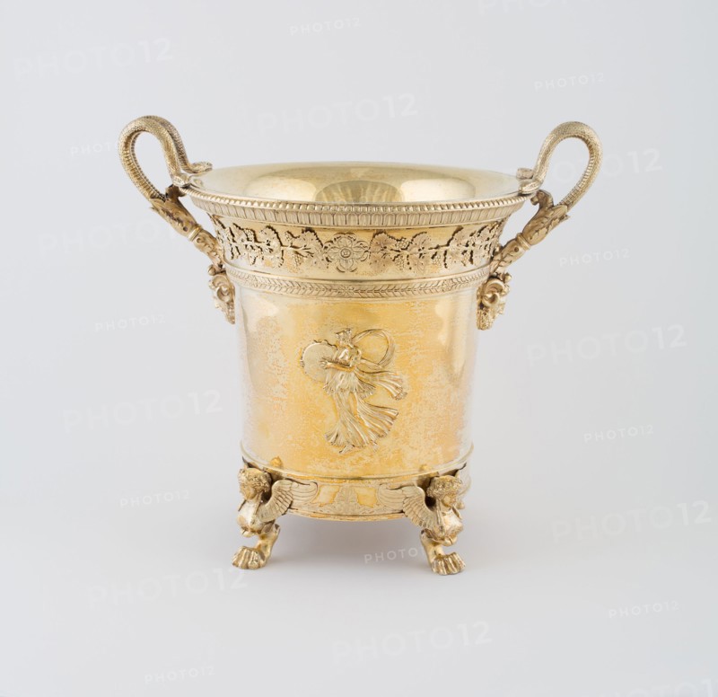 Wine Cooler, 1800/50, Jean Baptiste Claude Odiot, French, 1763-c. 1850, France, Silver gilt, 28.1 × 28.1 cm (11 1/16 × 11 1/15 in.)