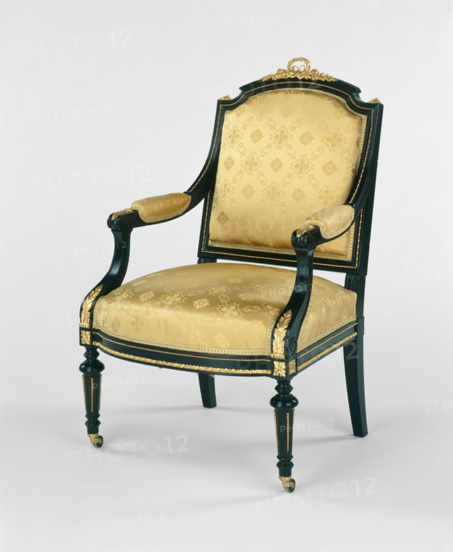 Armchair, 1856/65, Attributed to Leon Marcotte, American, born France, 1824–1887, New York, New York City, Ebonized cherry and ormolu, 101 × 64.8 cm (39 3/4 × 25 1/2 in.)