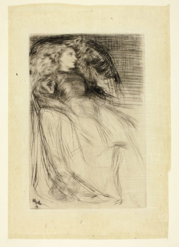 Weary, 1863, James McNeill Whistler, American, 1834-1903, United States, Drypoint in black on cream Japanese paper, 198 x 132 mm (plate), 267 x 184 mm (sheet)