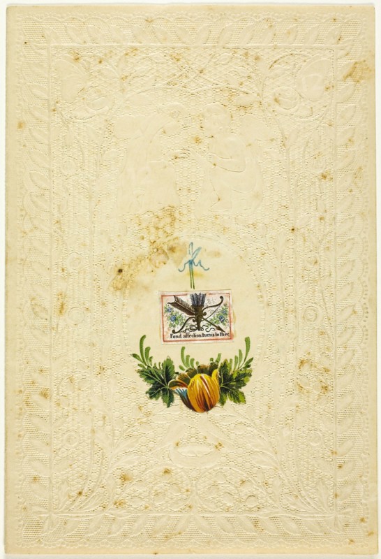 Fond Affection Turns to Thee (valentine), 1840/49, Unknown Artist, American or English, 19th century, United States, Collaged elements with watercolor on embossed ivory wove paper, 188 x 128 mm (folded sheet)