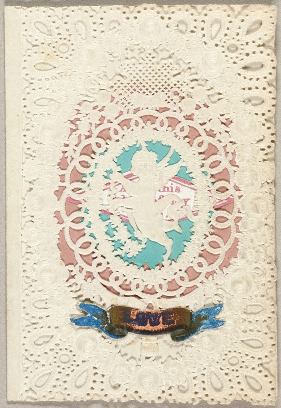 Love (Valentine), c. 1850, G. Ingram, English, 19th century, England, Collaged elements on cut and embossed (designed) ivory wove paper, 68 × 47 mm (folded sheet)