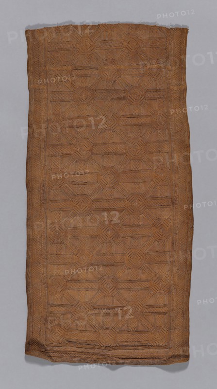 Woman’s Skirt, Possibly 18th century, Kuba, Bushong, Democratic Republic of the Congo, Mushenge, Democratic Republic of Congo, Raffia, plain weave, pieced, embroidered in lateral looping and stem stitches, couching joined by pearl stitches, edged with lateral looping stitches, 77 × 37.4 cm (30 1/4 × 14 3/4 in.)