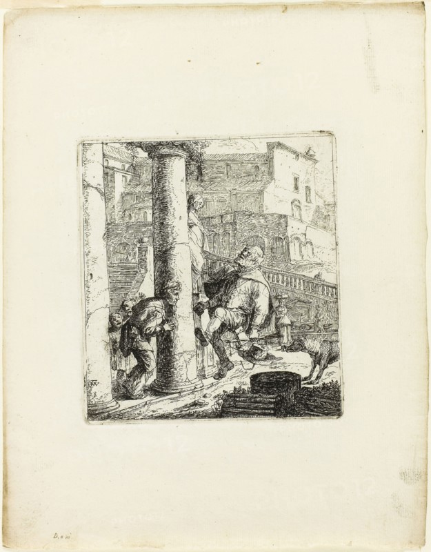 The Blind Beggar Tricked by Lazarillo, n.d., Thomas Wyck, Dutch, 1616-1677, Holland, Etching on ivory laid paper, 127 x 114 mm (plate), 241 x 191 mm (sheet)