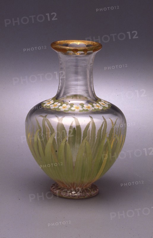Well Spring Carafe, 1847, Designed by Richard Redgrave, English, 1804-1888, Made by John Fell Christy, Stangate Glass Works (Lambeth, England, active 1840/50), Commissioned by Henry Cole (English, 1808-1882) for Felix Summerly’s Art Manufactures (England, 1847-1850), Lambeth, Blown glass with enamel and gilt decoration, H. 16 cm (6 5/16 in.)
