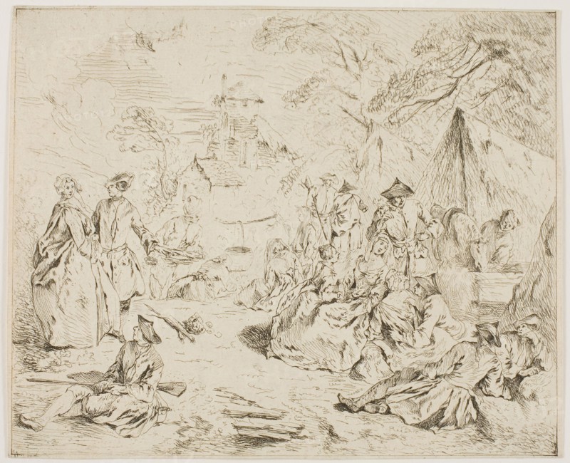 Troops Resting, 1720–25, Jean Baptiste Joseph Pater, French, 1695-1736, France, Etching on paper, 175 × 214 mm (image), 178 × 218 mm (sheet)