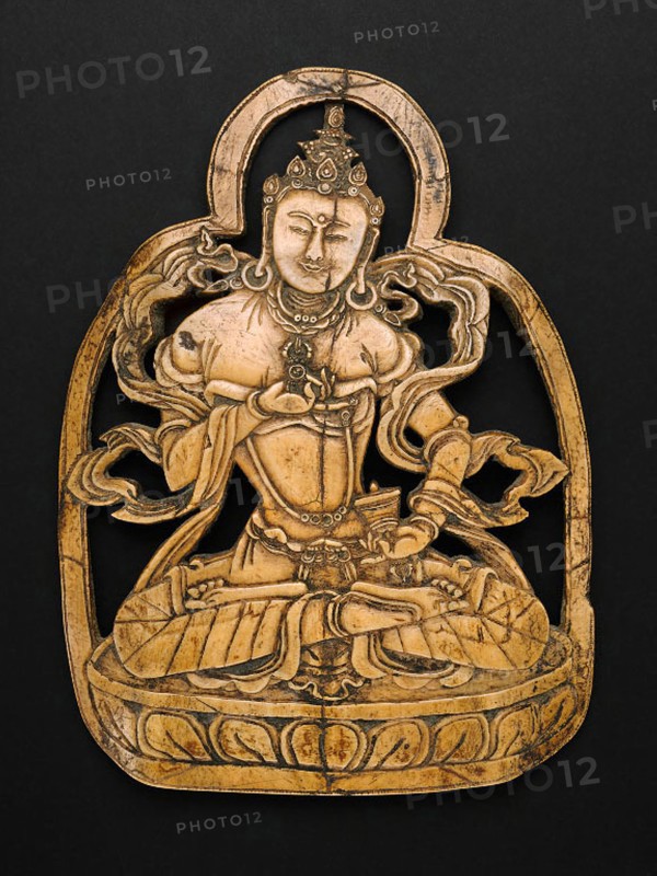 Plaque of Vajrasattva, 17th century, Tibet, Tibet, Carved bone, 30 x 21.6 x 6.5 cm