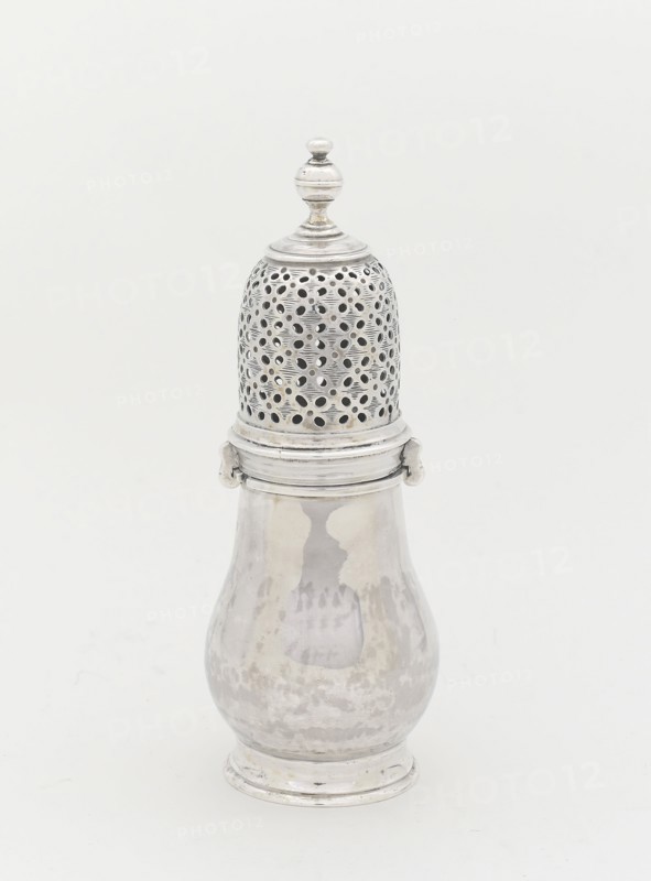 Caster, c. 1735, Andrew Tyler, American, c. 1692/93–1741, Boston, Boston, Silver, 16.2 × 5.7 × 5.7 cm (6 3/8 × 2 1/4 × 2 1/4 in.), 183.3 g