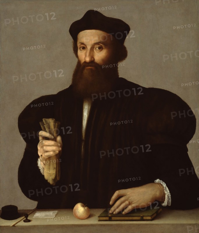 Portrait of a Gentleman, 1530/50, Veneto-Lombardian School, Italian, 16th century, Raphael (Attributed to), Italian, 1483-1520, Italy, Oil on panel, 76 x 66 cm (29 7/8 x 26 in.), painted surface: 73 x 64 cm (28 3/4 x 25 1/4 in.)