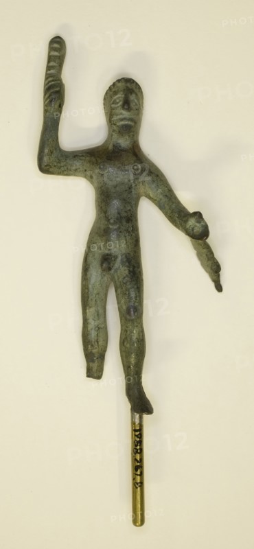 Statuette of Herakles, 4th/3rd century BC, Etruscan, Etruria, Bronze, 13.7 × 5.1 × 4.1 cm (5 3/8 × 2 × 1 5/8 in.)