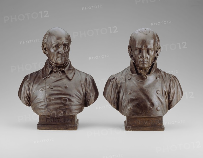 Bust of Pierre François Leonard Fontaine, 1839, Louis Messidor Lebon Petitot, French, 1794-1862, France, Painted plaster, 36.5 × 29.2 cm (14 3/8 × 11 1/2 in.)