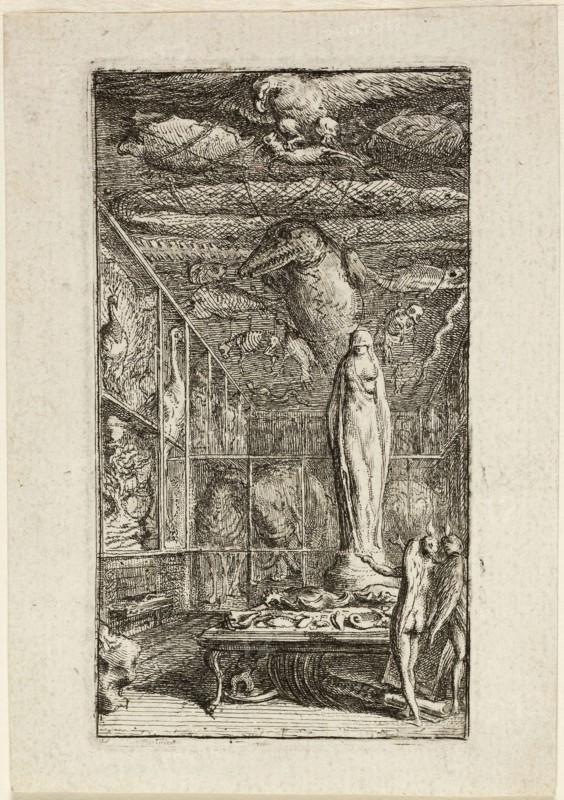 Frontispiece for Almanach Historico-Physique, 1762, Gabriel Jacques de Saint-Aubin, French, 1724-1780, France, Etching and drypoint on ivory laid paper, 97 × 54 mm (plate), 113 × 80 mm (sheet)