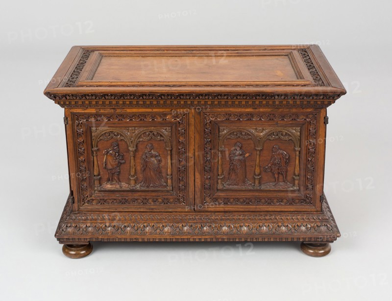 Cabinet, 17th or 19th century, Germany or Netherlands, Germany, Walnut, gilt mounts, 37.5 x 58.4 x 36.2 cm (14 3/4 x 23 x 14 1/4 in.)