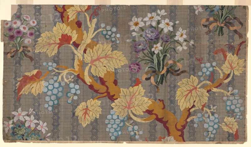 Mise-en-carte (Point-paper), 1759, Designed by Le Clere L’ainé, France, Lyon, Lyon, Paint on graph paper, 55.8 x 99 cm (22 x 39 in.)