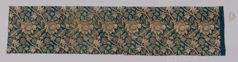 Wey (Formerly a Valance), c. 1883 (produced c. 1883/1940), Designed by William Morris (English, 1834–1896), Produced by Morris & Company, 1875–1940, Woven and printed at Merton Abbey Works, England, Surrey, Wimbledon, England, Cotton, plain weave, block printed, 44.7 × 197.5 cm (17 5/8 × 77 3/4 in.)