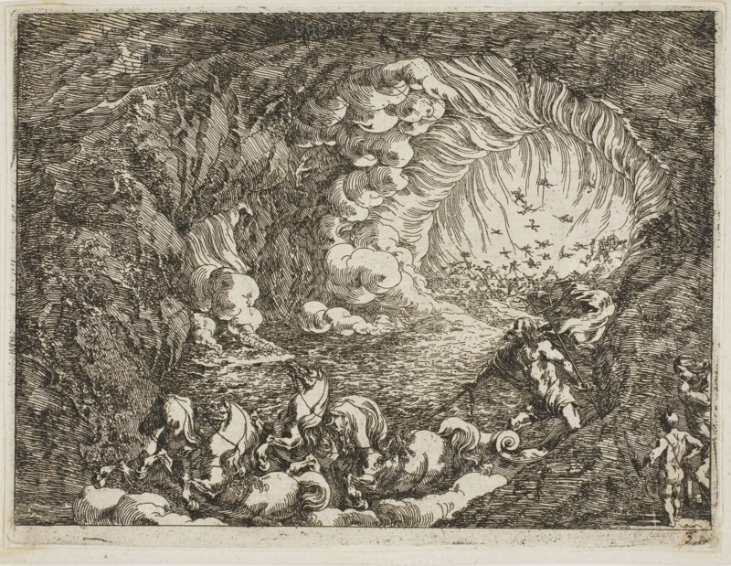 Apocalyptic Vision with Sea Gods, n.d., Johann Wilhelm Baur, German, 1607-1642, Germany, Etching on ivory laid paper, 105 x 140 mm (sheet, sheet trimmed almost to plate mark)