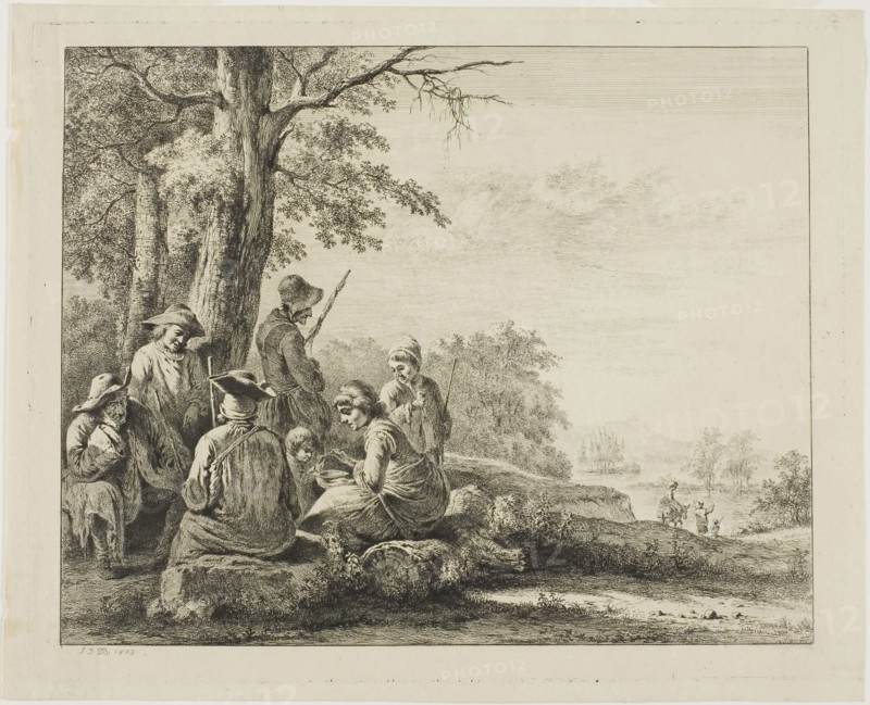Family Scene in Landscape, 1803, Jean Jacques de Boissieu, French, 1736-1810, France, Etching on paper, 185 × 230 mm (image), 205 × 250 mm (plate), 215 × 265 mm (sheet)
