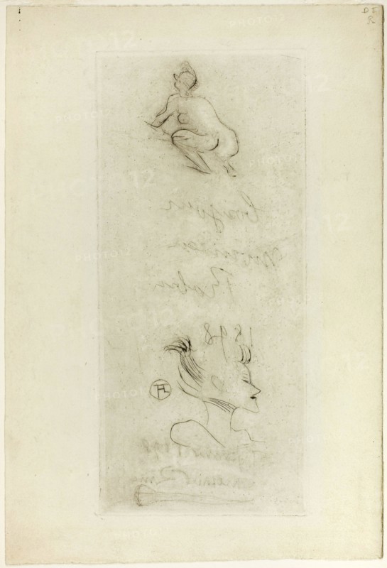 Bonjour Monsieur Robin, 1898, Henri de Toulouse-Lautrec, French, 1864-1901, France, Drypoint in black from a zinc plate on ivory wove paper, 262 × 118 mm (image/plate), 315 × 213 mm (sheet)