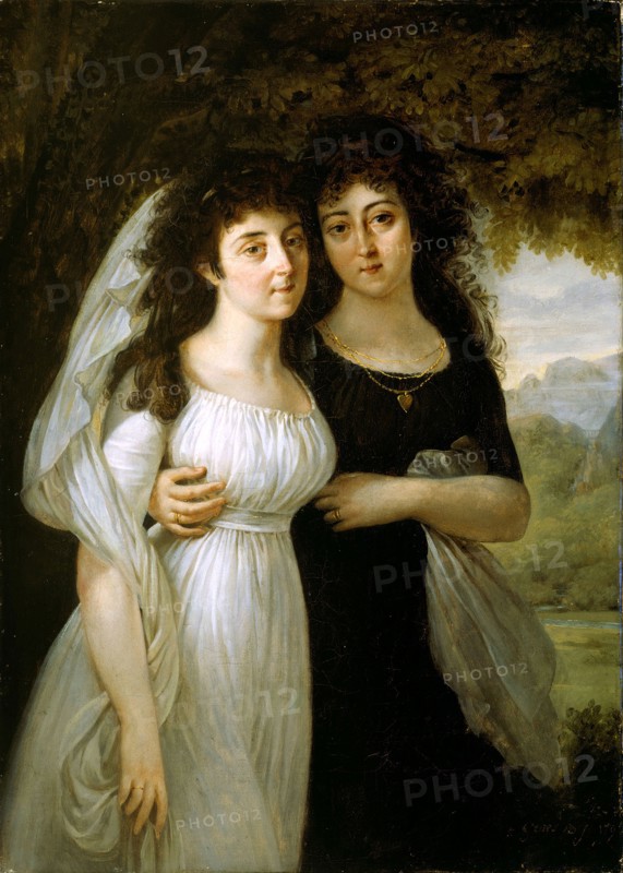 Portrait of the Maistre Sisters, 1796, Antoine-Jean Gros, French, 1771-1835, France, Oil on canvas, 43.2 × 31.2 cm (17 × 12 1/4")