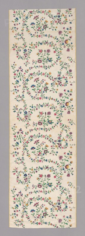 Panel (Dress Fabric), Qing dynasty (1644–1911), 1750/75, Made in China for the European/American market, China, Silk, plain weave, painted, 243.5 × 74.3 cm (95 7/8 × 29 1/4 in.)