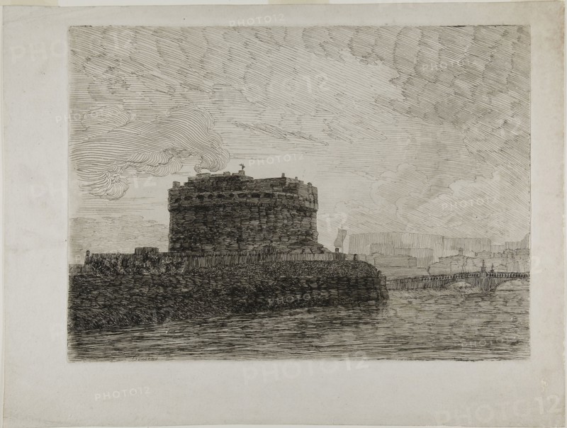 Castel Sant’Angelo, 1746, Alexander Cozens, English, c. 1717-1786, England, Etching on ivory wove paper, 275 × 380 mm