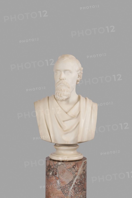 Mr. Potter Palmer, 1871, Hiram Powers, American, 1805–1873, United States, Carrera marble, 72.4 × 44 × 29.4 cm (28 1/2 × 17 5/16 × 11 5/8 in.)