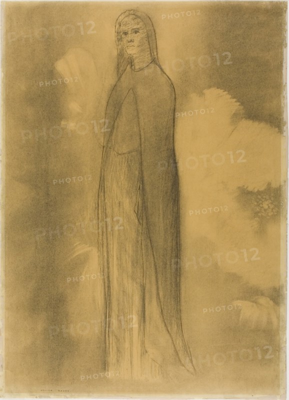 Beatrice, c. 1892, Odilon Redon, French, 1840-1916, France, Charcoal with stumping and erasing on cream wove paper, discolored to tan, 527 × 380 mm