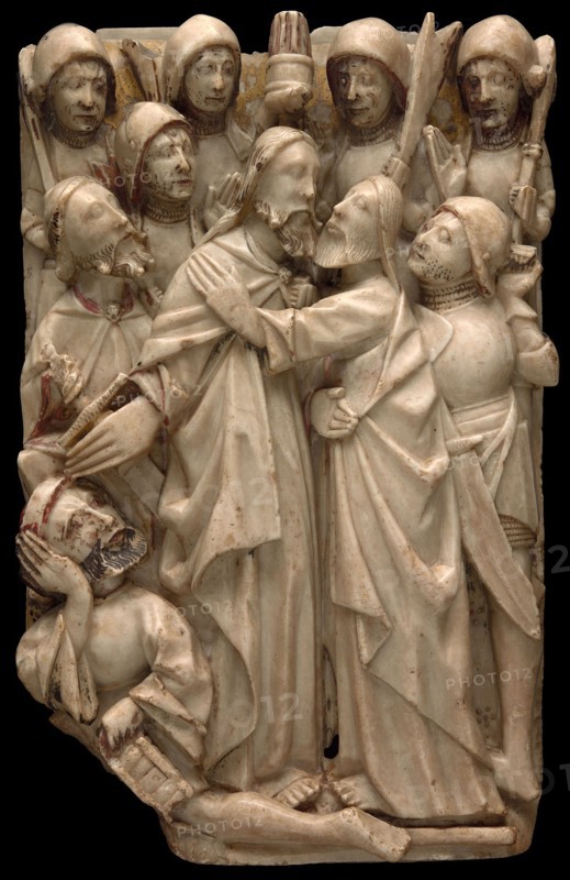 The Betrayal of Christ, 1500/25, English, Nottingham, Alabaster with traces of polychromy and gilding, 48.3 × 30.5 cm (19 × 12 in.)