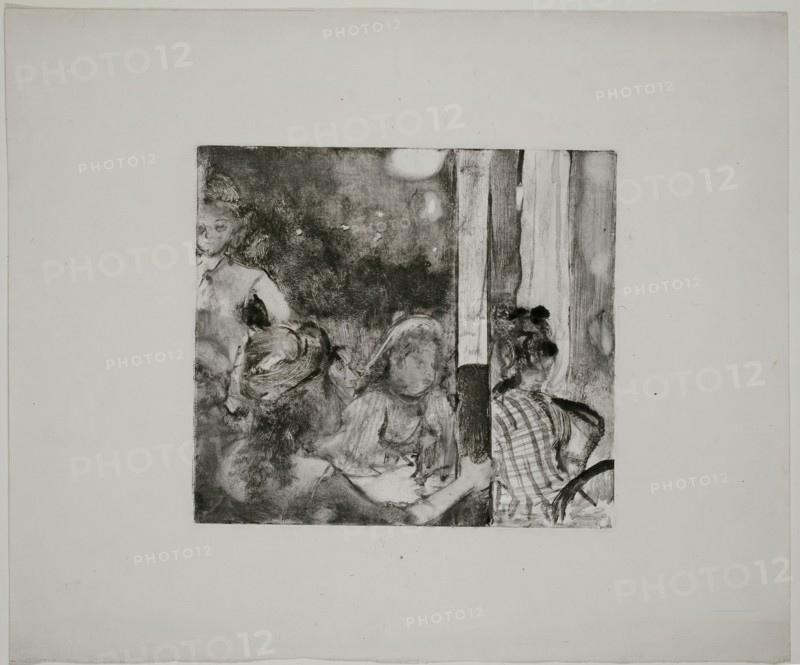 Women on the Terrace of a Café in the Evening, c. 1876, Edgar Degas, French, 1834-1917, France, Monotype on ivory wove paper, 270 × 298 mm (image), 465 × 549 mm (sheet)