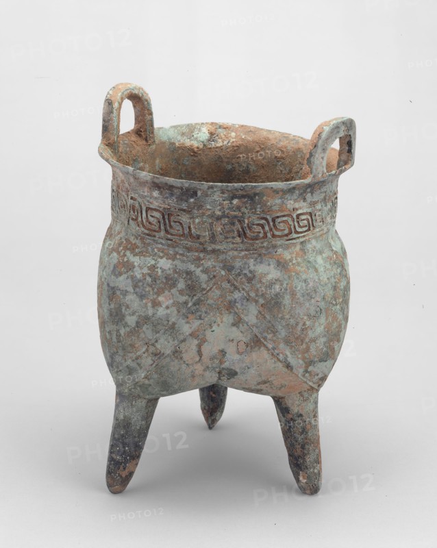 Tripod Food Container (Li), Shang dynasty, Erligang period (c. 1500–1400 B.C.), China, Bronze, H. 19.8 cm (7 13/16 in.), diam. 12.8 cm (5 1/16 in.)