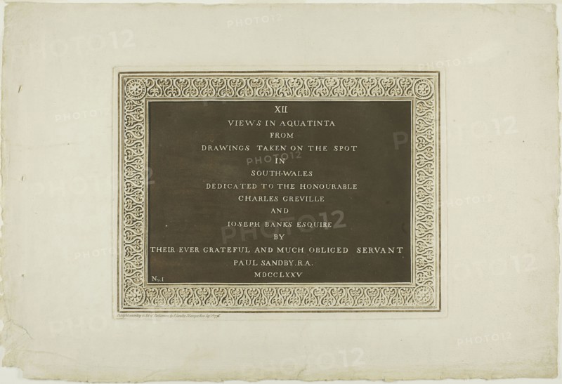 Title Page, from Twelve Views in Aquatinta from Drawings taken on the Spot in South Wales, 1775, Paul Sandby, English, 1731-1809, England, Etching and aquatint on ivory laid paper