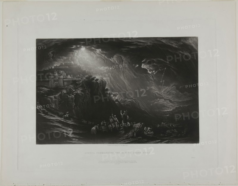 Joshua Commanding the Sun to Stand Still, from Illustrations of the Bible, 1835, John Martin, English, 1789-1854, England, Mezzotint in black on ivory wove paper, 190 × 290 mm (image), 268 × 357 mm (plate), 329 × 416 mm (sheet)
