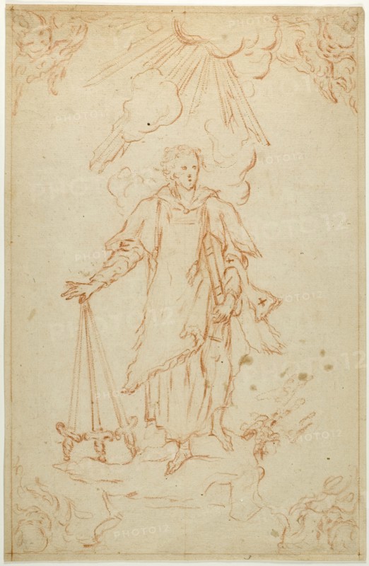 Saint in Glory, n.d., Unknown artist, Italian, 18th century, Italy, Red chalk on buff laid paper, 335 x 205 mm