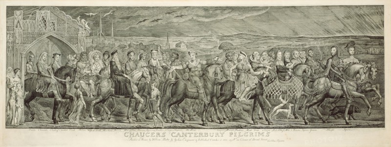 The Canterbury Pilgrims, 1810, William Blake, English, 1757-1827, England, Line engraving on cream laid paper, 295 × 920 (image), 300 × 925 mm (plate), 368 × 965 mm (sheet)