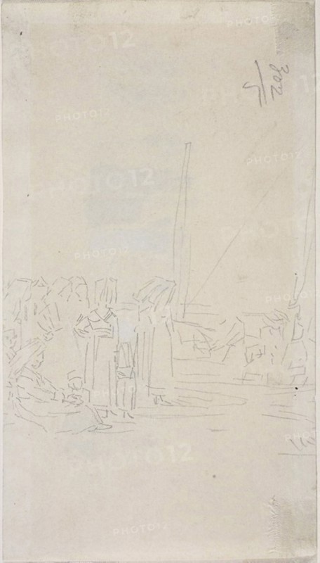 Breton Women on the Beach, 1867/68, Eugène Louis Boudin, French, 1824-1898, France, Graphite on off-white wove paper, 117 × 216 mm