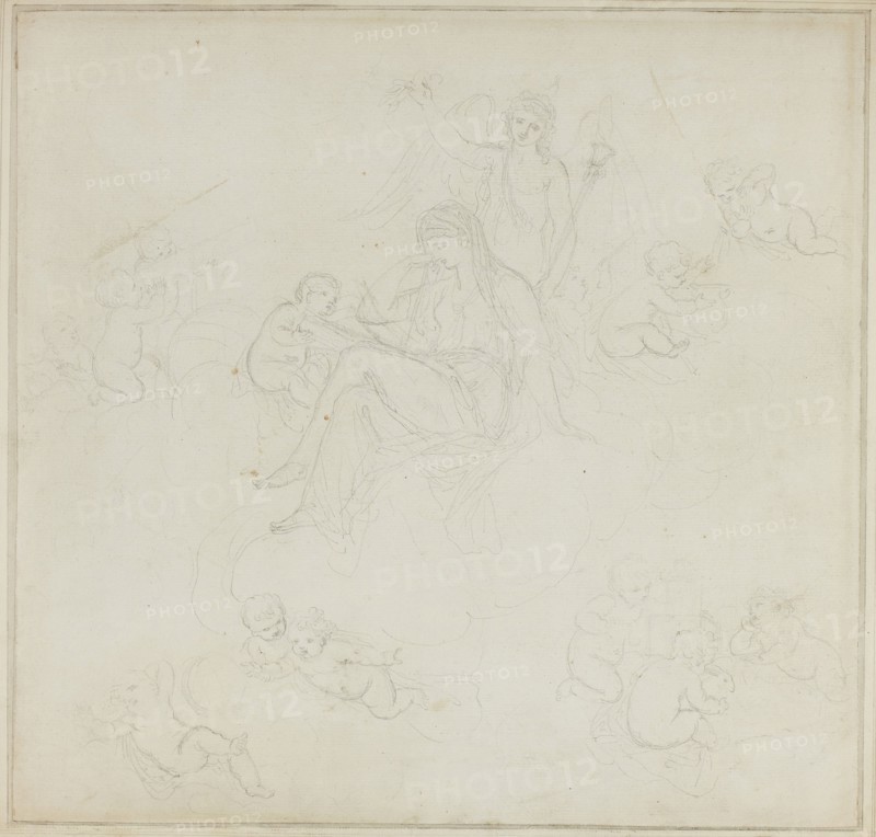 Venus with Putti, n.d., Giovanni Battista Cipriani, Italian, 1727-1785, Italy, Graphite on cream laid paper, 335 x 345 mm