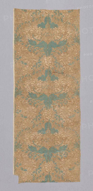 Honeysuckle, 1874 (patented 1876, produced 1876/1940), Designed by William Morris (English, 1834–1896), Produced by Morris & Company, 1875–1940, Printed by Hencroft Dye Works, England, Staffordshire, Leek, London, Cotton, plain weave, block printed, 240.1 x 94 cm (94 1/2 x 37 in.)
