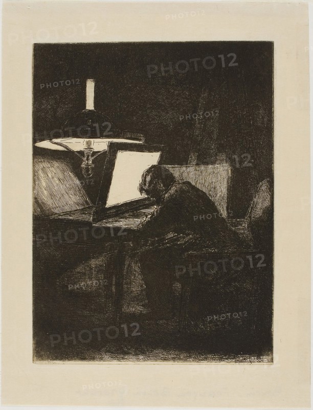 François Bonvin Etching, 1861, François Bonvin, French, 1817-1887, France, Etching with drypoint on cream laid paper, 219 × 164 mm (plate), 275 × 210 mm (sheet)