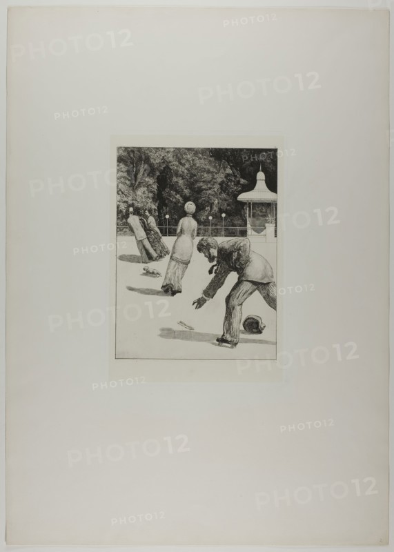 A Glove: Action, 1881, Max Klinger, German, 1857-1920, Germany, Etching and aquatint on ivory chine collé on off-white wove paper, 247 x 188 mm (image), 299 x 210 mm (plate), 631 x 449 mm (sheet)
