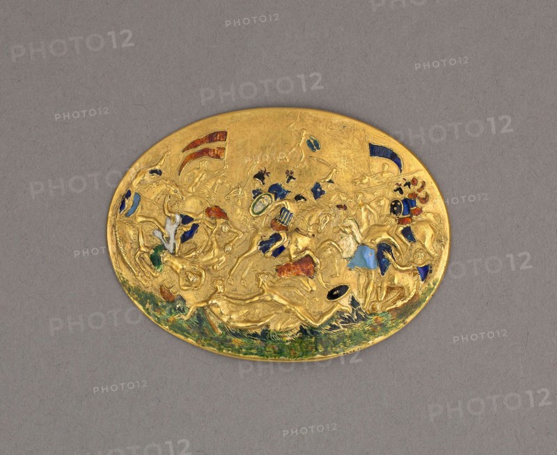 Plaque, 19th century, French (?), France, Enameled gold, 4.2 × 5.7 cm (1 5/8 × 2 1/4 in.)